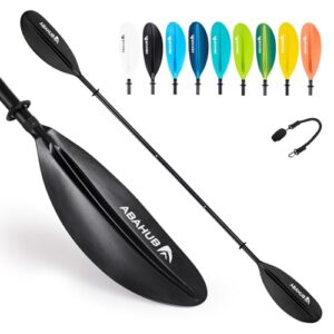 Verstellbares Aluminium Doppelpaddel für Kajakfahren mit Paddelleine, 220 cm bis 240 cm lang, langlebiges Material aus Aluminiumlegierung und Kunststoffklingen