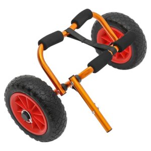 Transporter für Kanus und Kajaks, Aluminium-Kajak-Wagen, faltbar und leicht, 80kg Traglast, Vollgummireifen, Polster und langer Riemen zur Fixierung