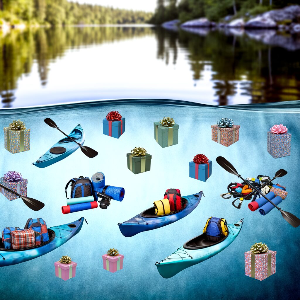 Kanu-Geschenkideen: farbenfrohe Paddel, Geschenkkörbe, praktische Beutel und sichere Ersatzpaddel