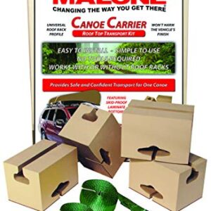 Malone Kanutransport-Kits für Car Top: Ein universelles und sicheres Kit zum Transportieren von Kanus auf dem Auto mit EVA-Schaum-Blöcken und Spanngurten.