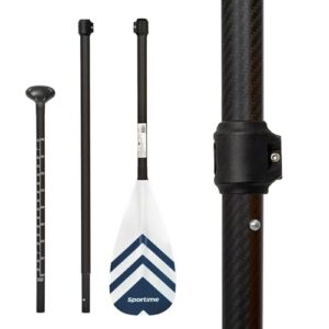 Sportime SUP Paddel Carbon, 3-teilige Paddelschaft, schwimmfähig und besonders leicht, verstellbare Länge auf max. 225 cm, Carbon und Fiberglas, Gewicht: ca. 830 g