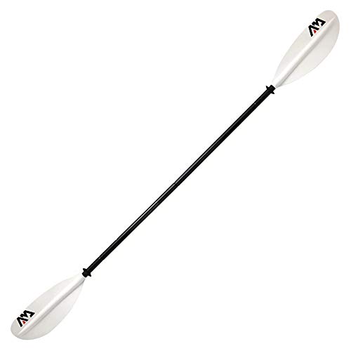 Aqua Marina Kajak-Paddel KP-1 2021, Aluminium, Schwarz/Weiß, 4-teilig, Länge 230 cm, Leichtgewicht, mit gewölbtem Kunststoff-Glasfaser-Mix Paddelblatt für Kanu Boot Fahren
