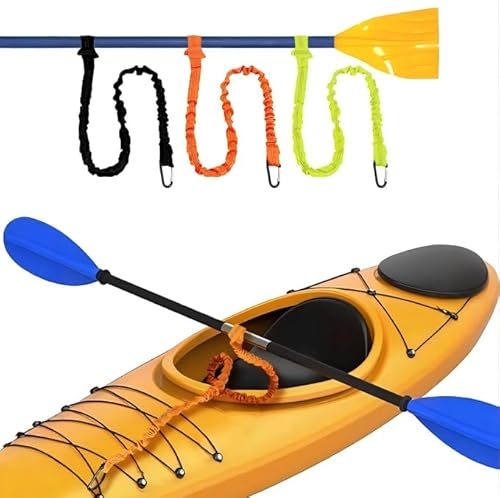2 Stück Kajak-Federseil, Kanupaddelseil mit Federhaken und Gürtelschnalle für Kajaks, Kanus und Surfbretter