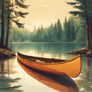 Ein modernes Kanu mit einem bequemen Sitz und einer Rückenlehne, ideal für eine entspannte Zeit auf dem Wasser.