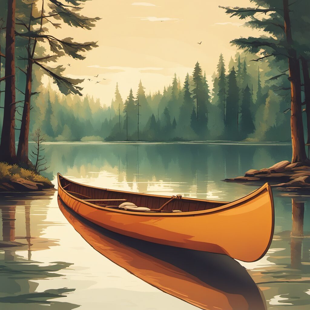 Ein modernes Kanu mit einem bequemen Sitz und einer Rückenlehne, ideal für eine entspannte Zeit auf dem Wasser.