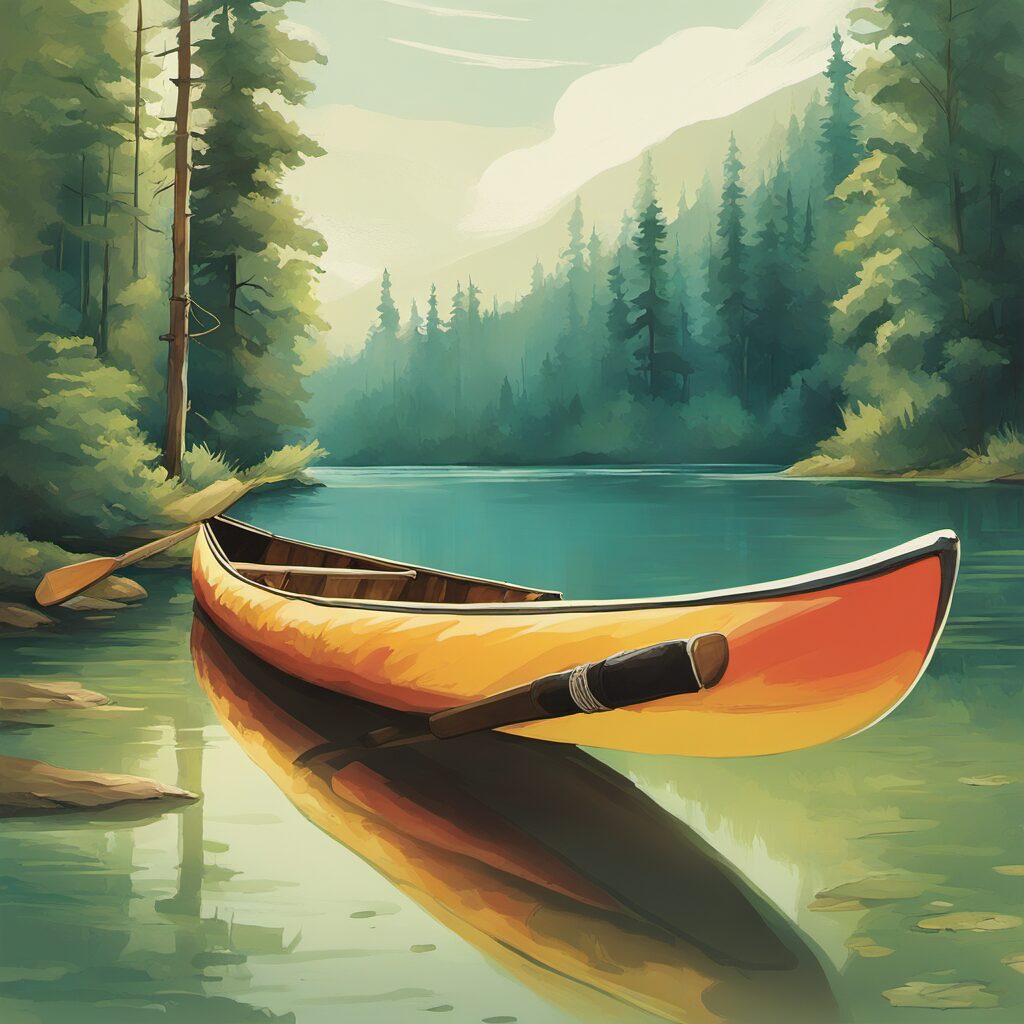 Paddeltasche auf einem Kanu oder Kajak, ideal für Kanufahrer und Paddeln am See oder Fluss