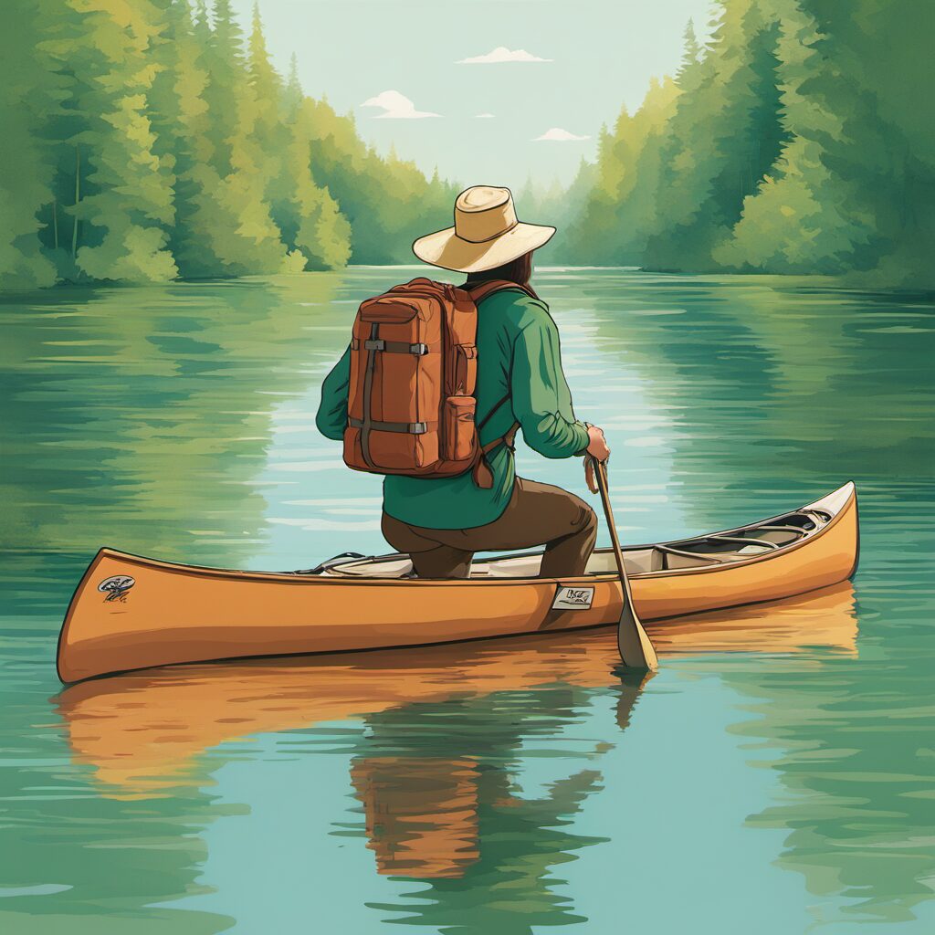 Paddeltasche mit verschiedenen Ausrüstungsgegenständen wie Paddeln und Surfbrettern, ideal für Kanufahrer als Geschenk