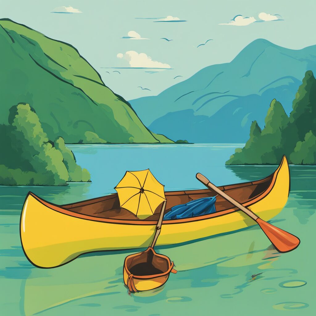 Kanu-Paddelzubehör, Schwimmweste und Regenschirm - perfekte Geschenke für Kanufahrer