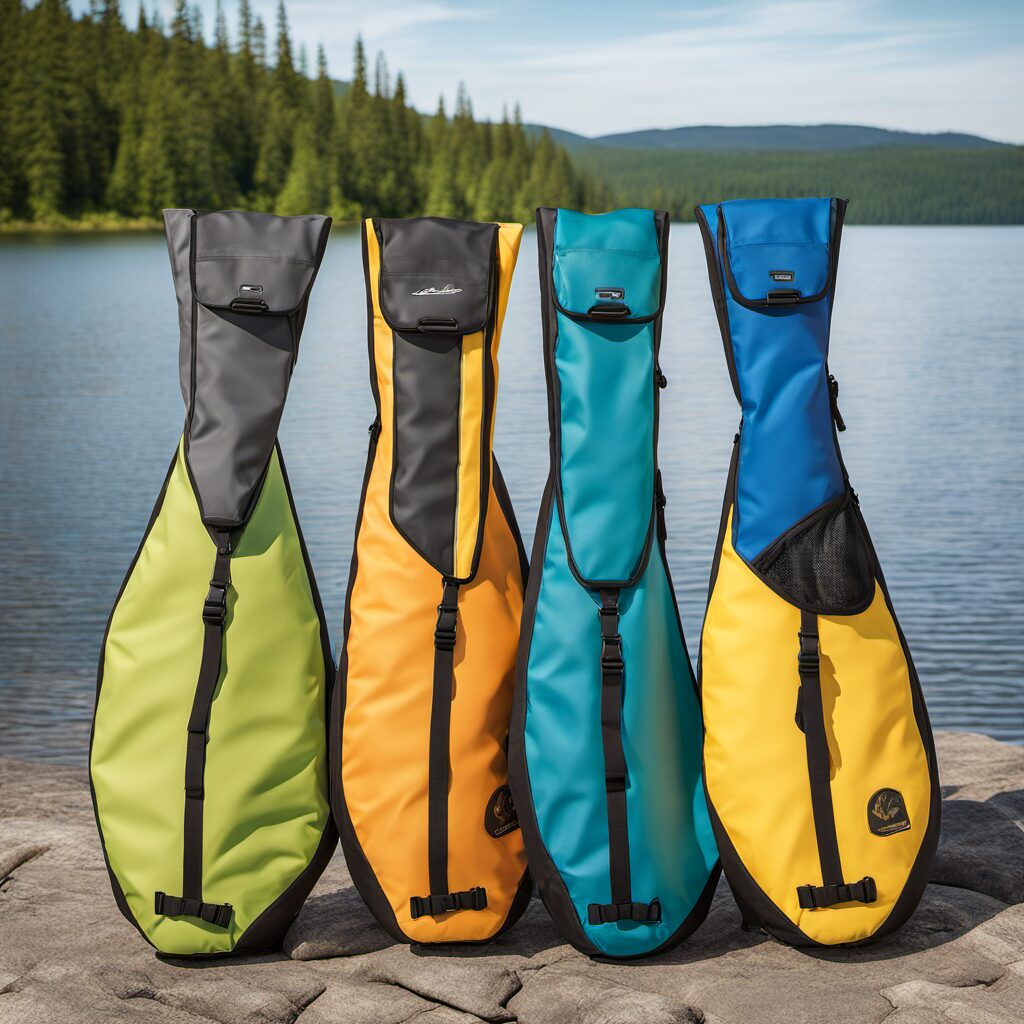 Paddeltaschen mit wasserdichtem Design und gepolsterter Innenausstattung für den bequemen Transport von Kanuausrüstung