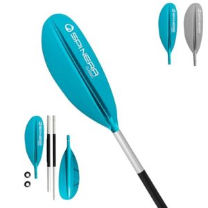 Aluminium-Schaft, PP+40% FG Schlagblatt, zerlegbar & leicht, für Einsteiger und Fortgeschrittene, Farbe Teal, Robustes Kayak Paddle