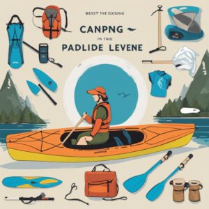 Bild des Kajaksports mit verschiedenen Paddelzubehör-Produkten und einem Lächeln auf dem Gesicht eines Paddlers.