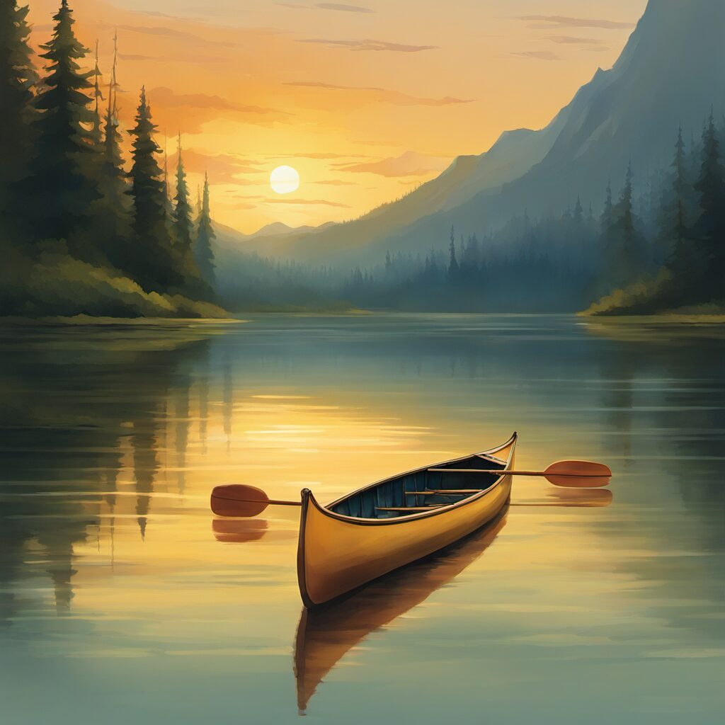 Paddel für Kanu, Geschenke, Sonnenaufgang auf dem See, Natur, Freizeit