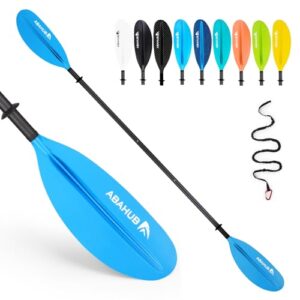Abahub Carbon Kajak Paddel, verstellbar in 5 Längen von 220 cm bis 240 cm, mit asymmetrischen Blättern und hohlem Rückgrat für energiesparendes Kajakfahren.
